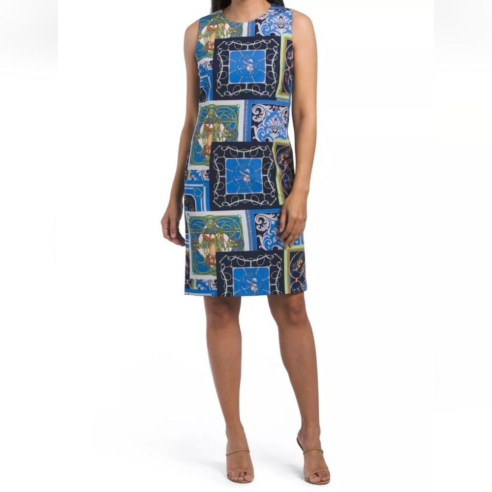 J.McLaughlin Belinda dress Heraldic Pachwork Print size 14